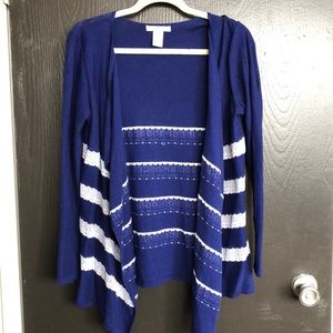 Blue cardigan with lace accents